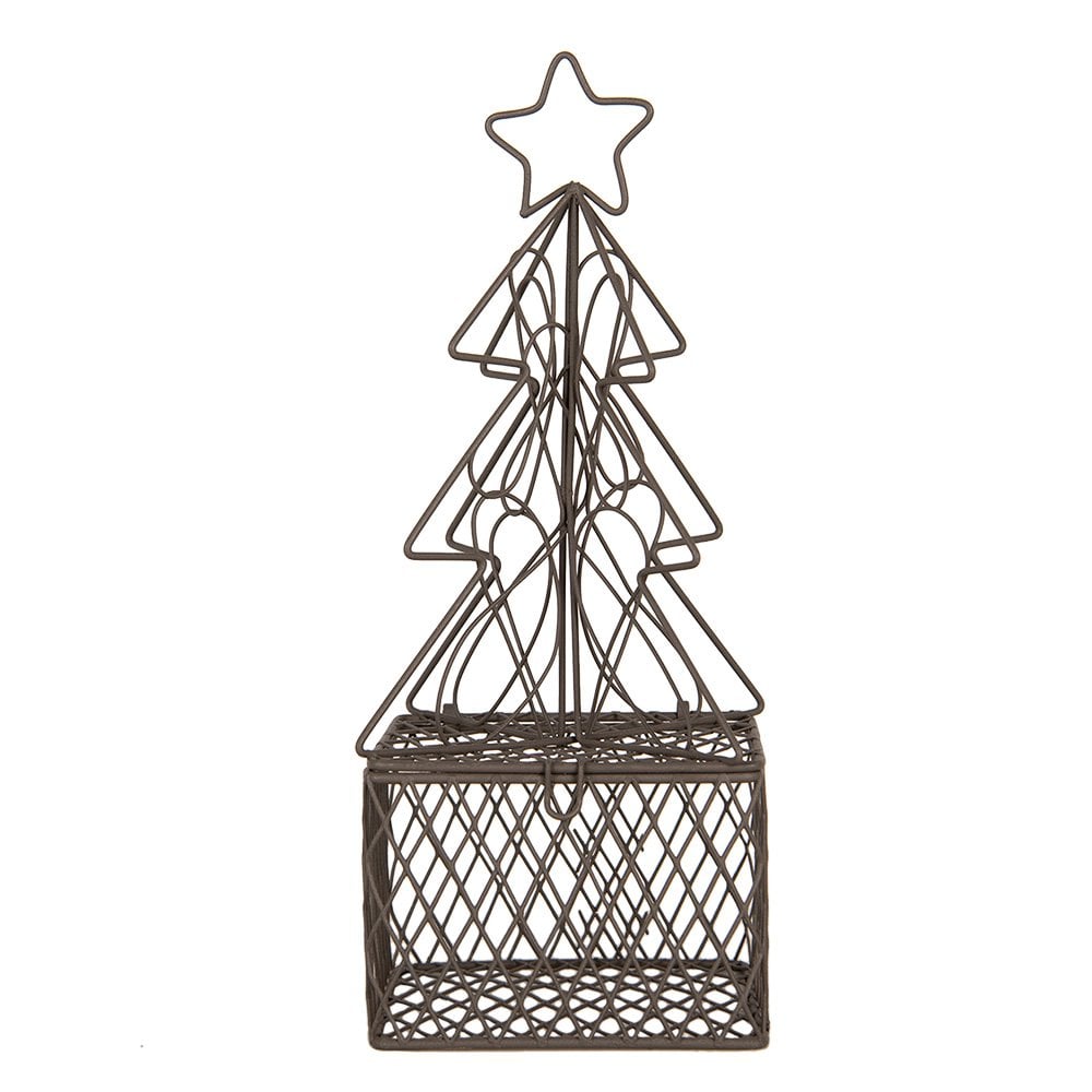 Decoratie Kerstboom 9x9x22 cm Bruin Metaal