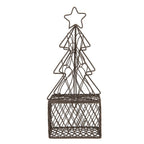 Decoratie Kerstboom 9x9x22 cm Bruin Metaal