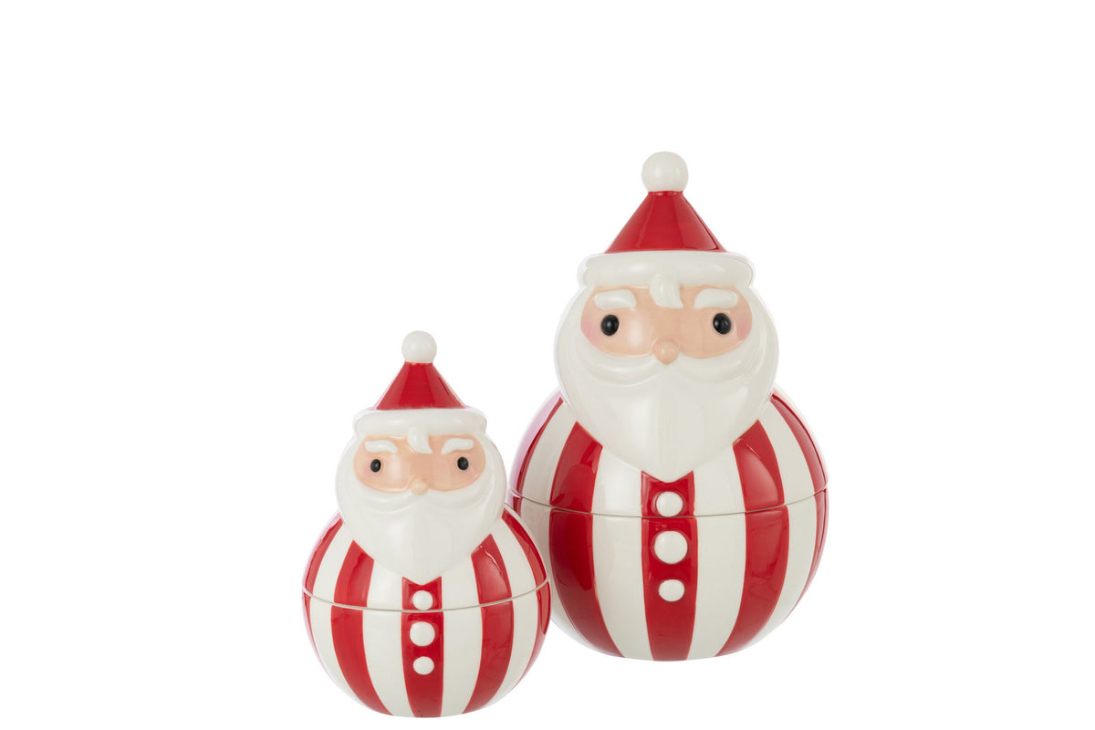 J-Line voorraadpot Sinterklaas Dolomiet - keramiek - rood/wit - L