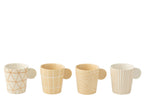 J-Line Doos 4 Tassen Keramiek Creme/Wit