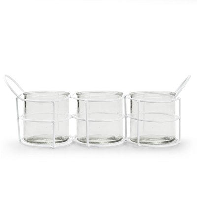 Metalen frame met 3 glazen 'willem' wit 38x11x14 cm