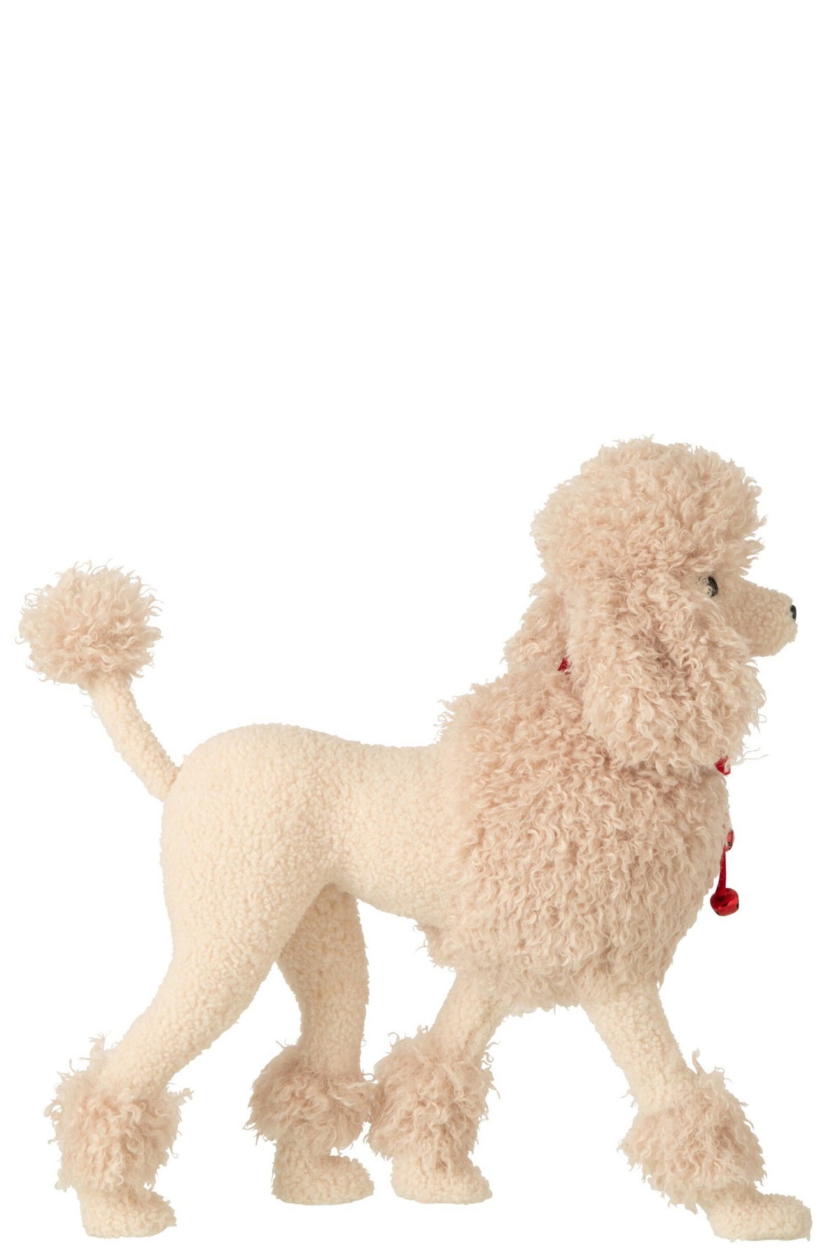 J-Line Poedelhond - stof - beige/kerstrood