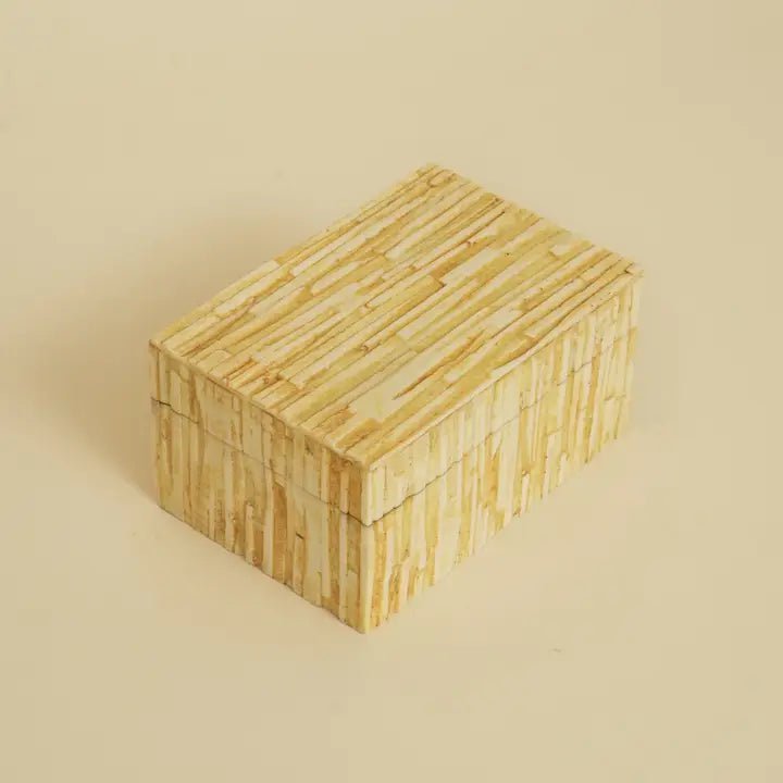 Yellow Striation Elegance Box – Handgemaakte opslag van MDF en hars