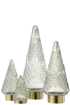 J-Line decoratie Kerstboom - glas - transparant - large - LED lichtjes