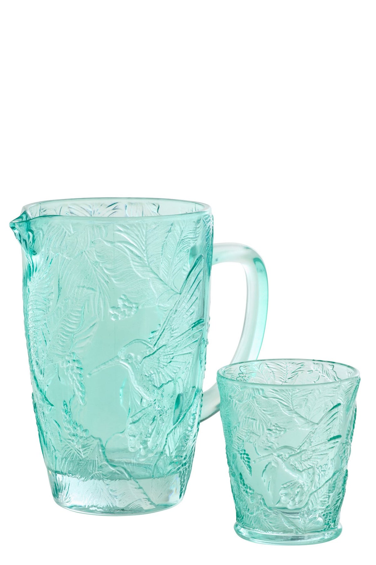 J-Line karaf Vogels - glas - azuurblauw