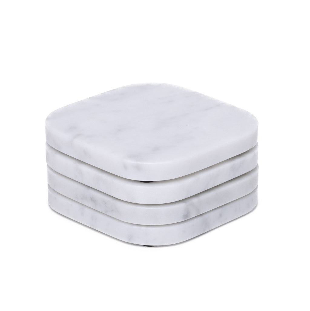 Onderzetter marmer - organisch - wit set van 4 stuks - 10x10x1cm