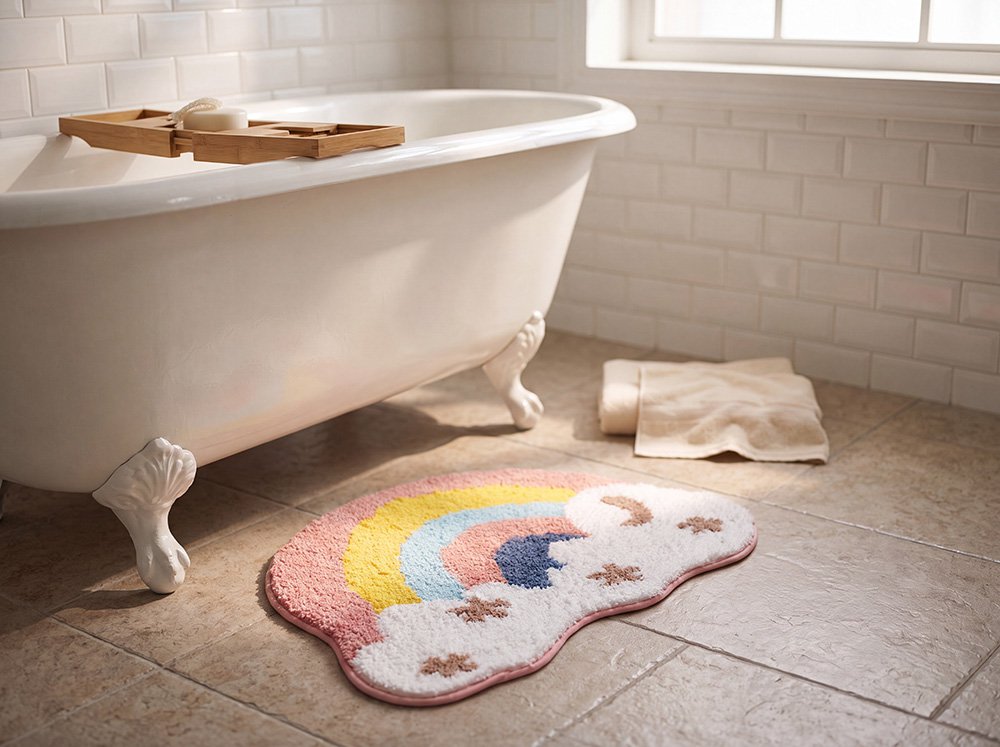 Badmat 60x40x1 cm Meerkleurig Polyester Regenboog