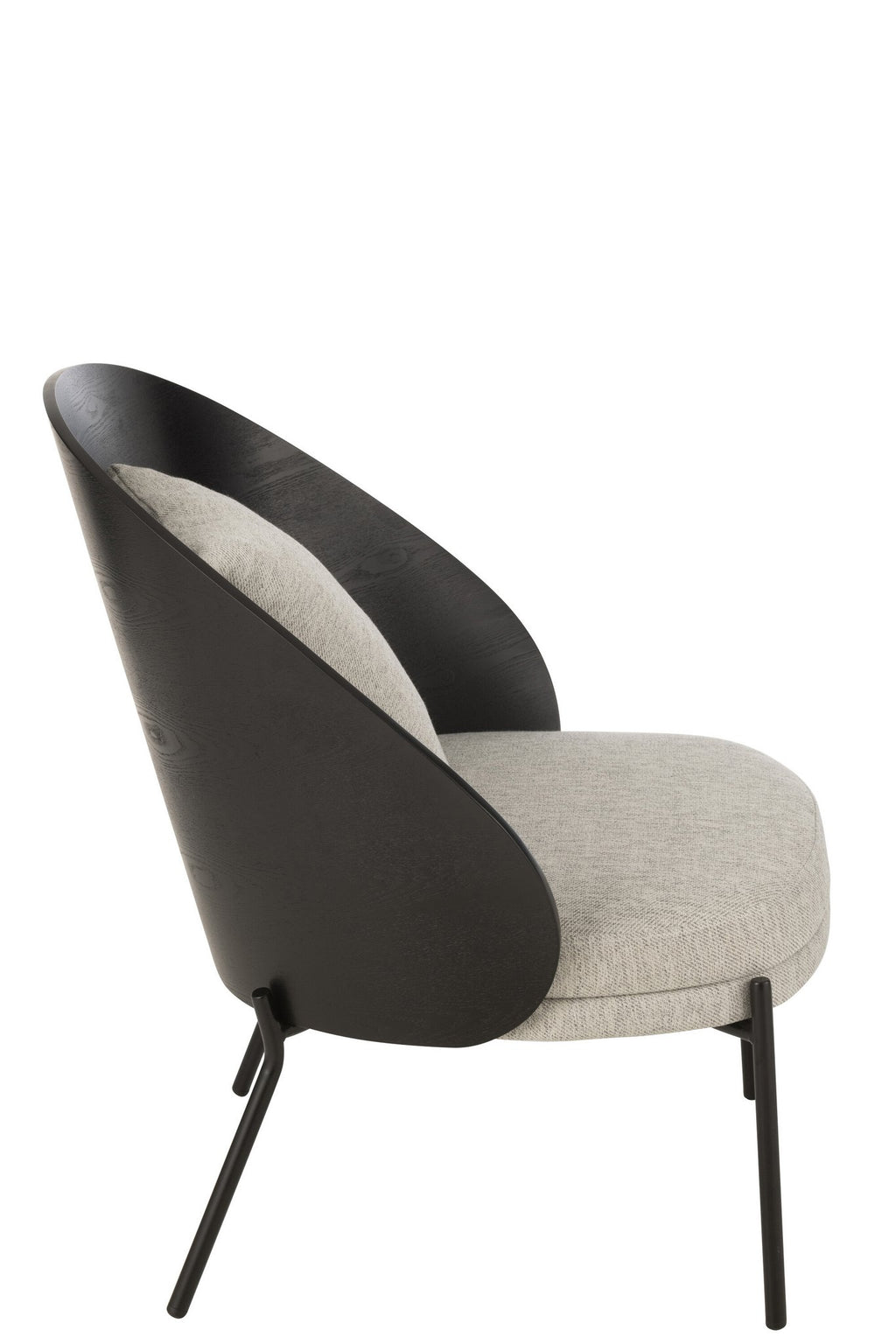 J-Line loungestoel Lone - hout/metaal - zwart/grijs