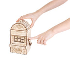 Eco Wood Art (EWA) DIY 3D Mechanische Houten Puzzel, One-Armed Bandit (met spaarpot), 4585, 13,6x11,7x25,3cm