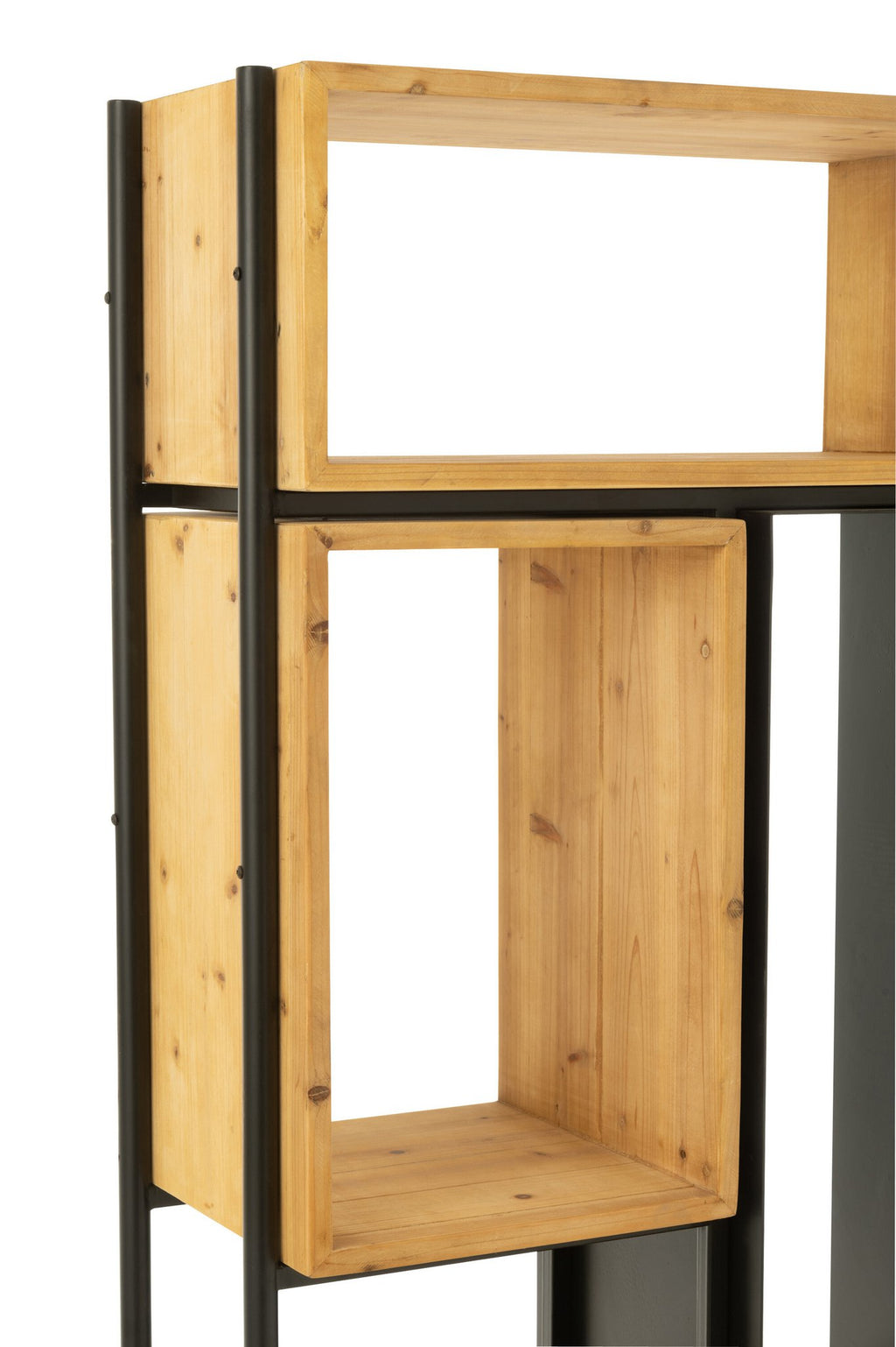 J-Line Schap Tina Hout/Ijzer Zwart/Naturel Small
