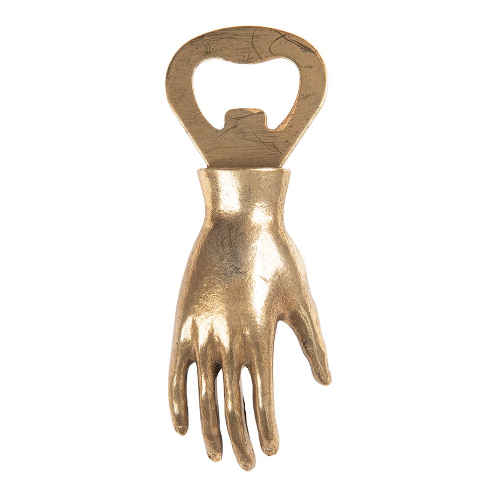 Flesopener Hand 11x2x4 cm Goudkleurig Metaal