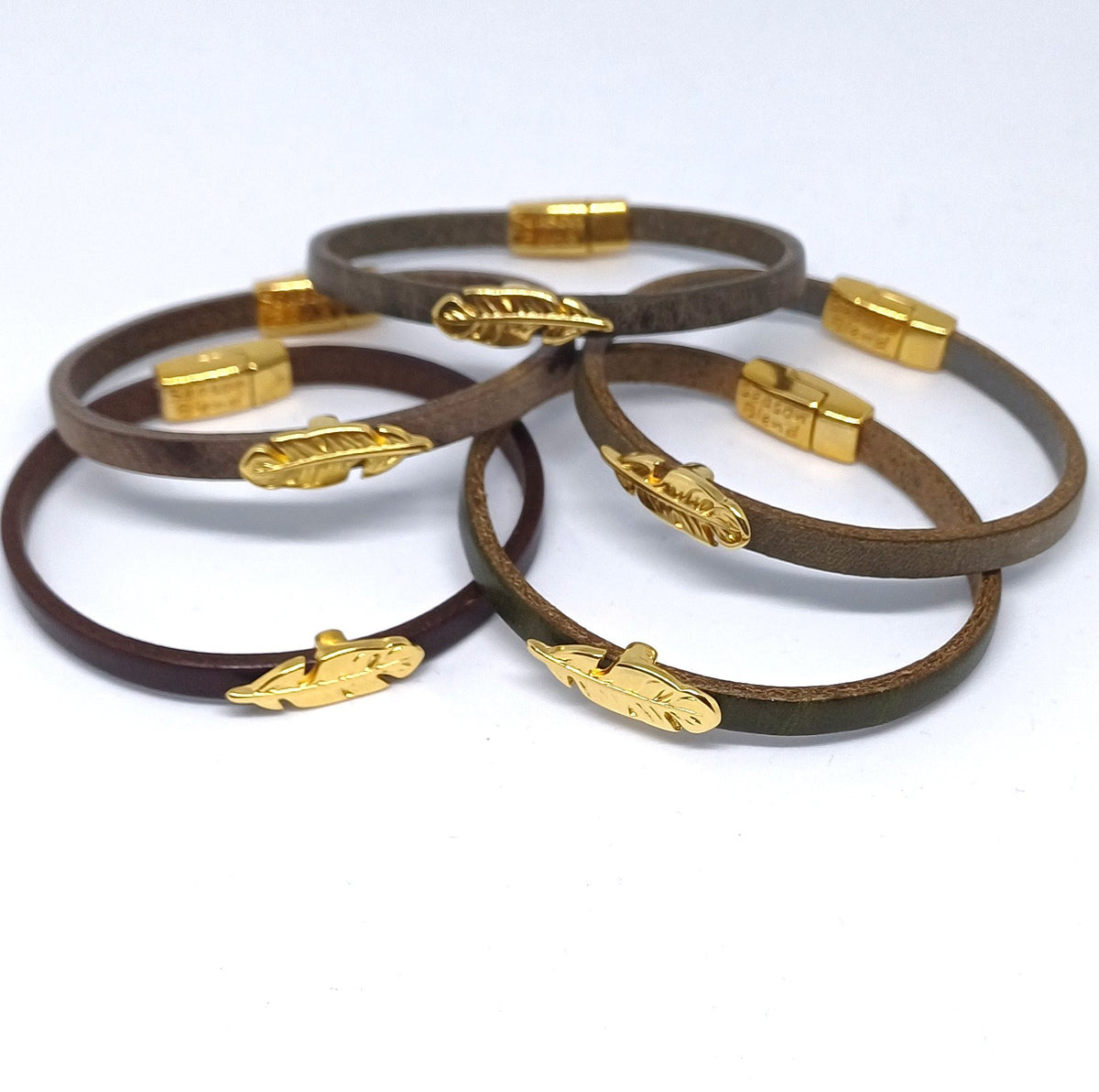 Semplice Plume 24K vergulde leren armband