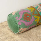 Geborduurd katoenen bolsterkussen Meerkleurig 53 x 20 cm