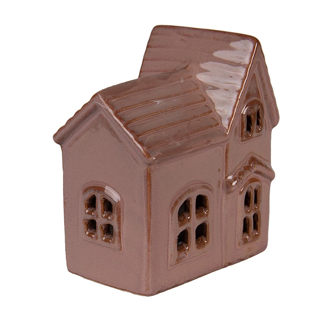 Decoratie Huis met LED 10x6x12 cm Roze Keramiek