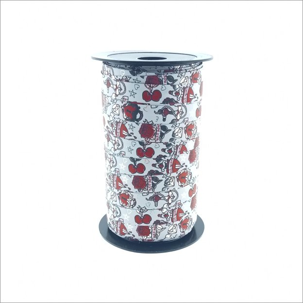 Krullint – tattoo – wit-rood - 10mm x 50m