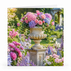 Wenskaart - "Bloemenurn in de tuin" - 8 Stuks