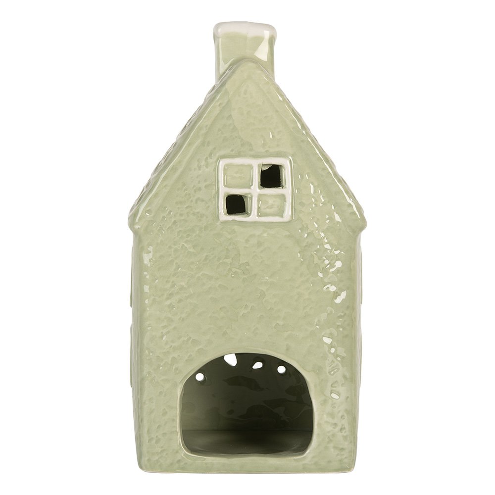 Waxinelichthouder Huis 11x9x21 cm Groen Keramiek