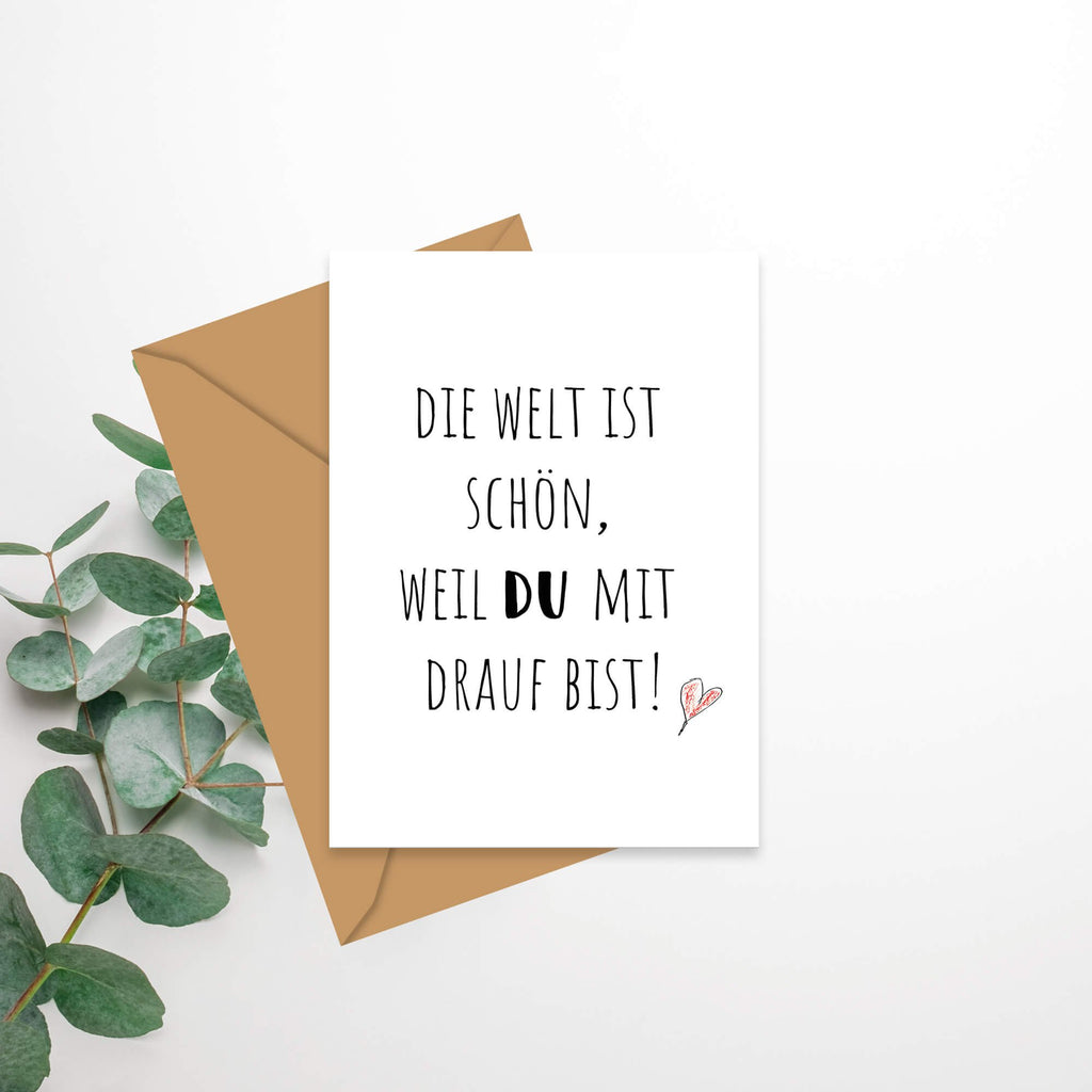 De wereld is leuk omdat je - vouwkaart met envelop 5 set