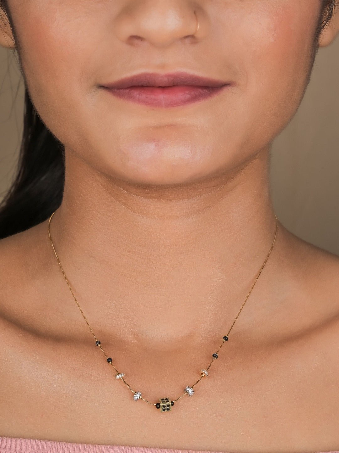 Vergulde ketting van zirkonia – mode-sieraden met kralen – messing CZ – winkeleenheid