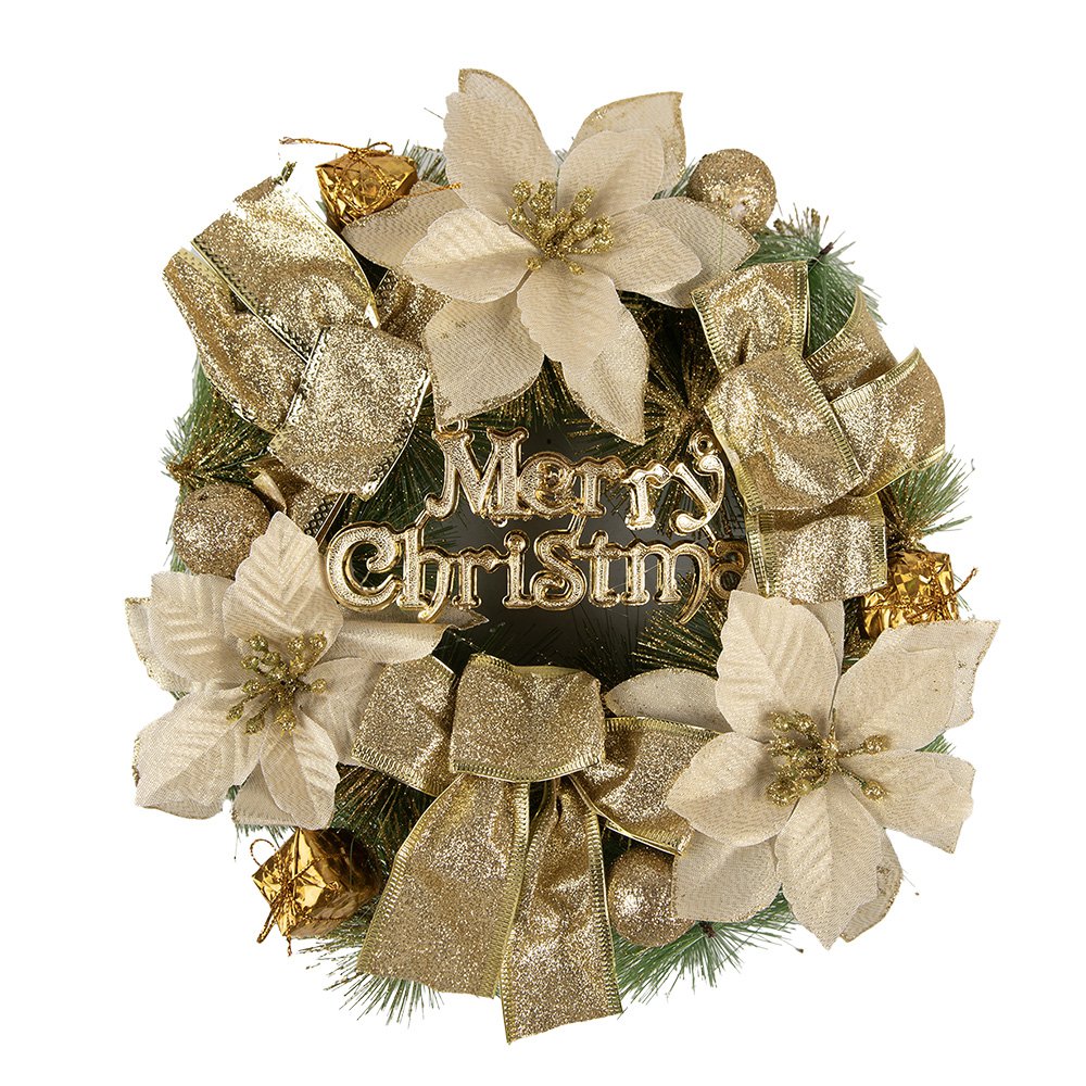 Kerstkrans Ø 30 cm Goudkleurig Kunststof