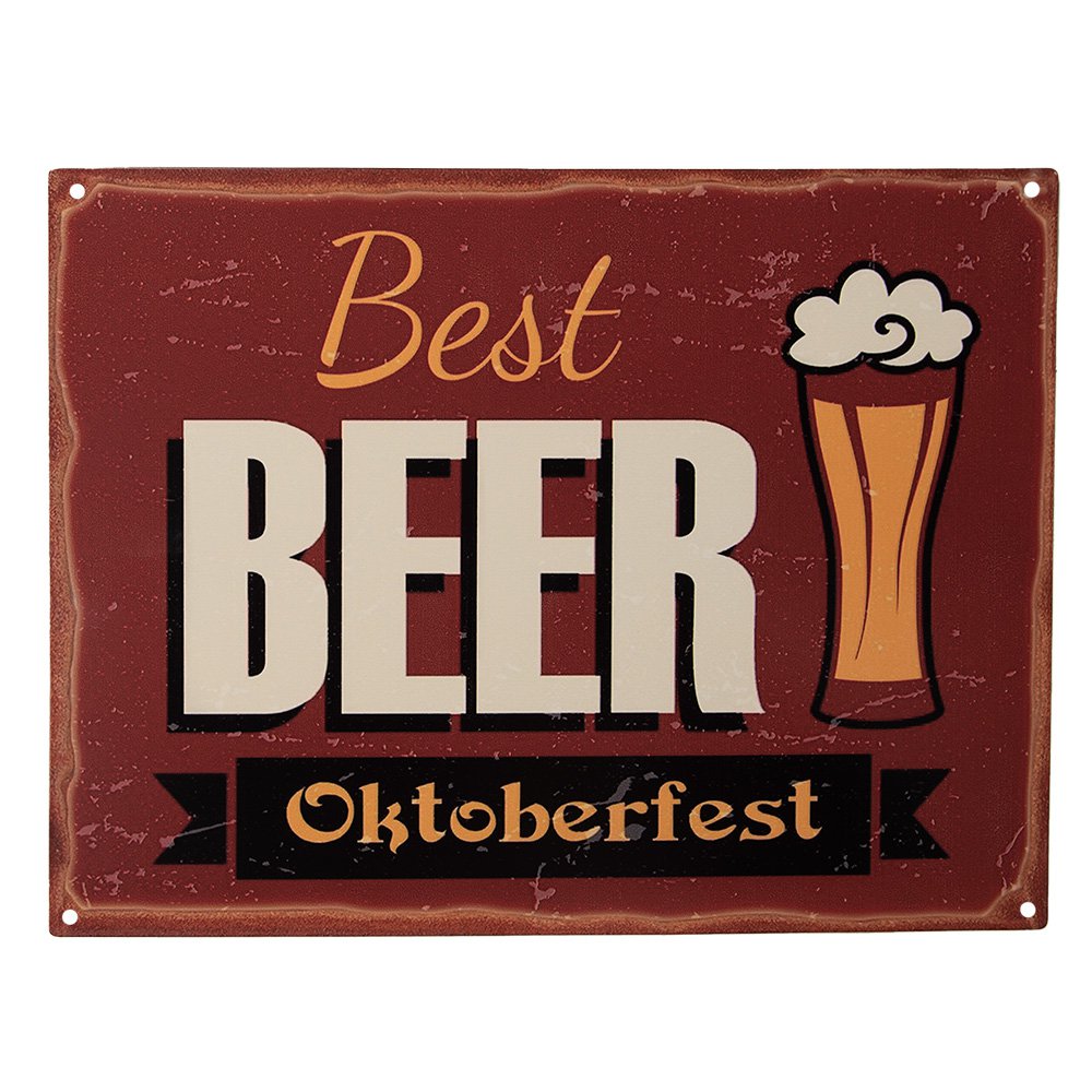 Tekstbord 33x25 cm Rood IJzer Wandbord