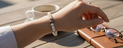 Dames armband Parelmoer 6 mm met Boeddha kraal