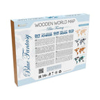Eco Wood Art (EWA) Houten Wandpuzzel Wereldkaart Blauw Maat L, 2697,192x105x1,2cm