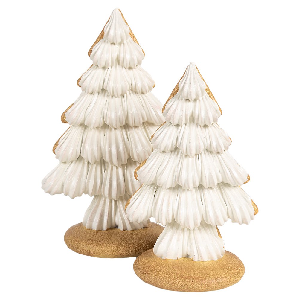 Kerstdecoratie Kerstbomen 13x10x21 cm Beige Polyresin