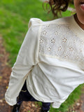 Funkle Meisjes Longsleeve roomwit met broderie