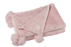 J-Line Plaid Pompon - polyester - zachtroze - 170 x 130 cm