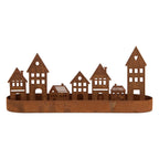 Waxinelichthouder Huis 30x8x13 cm Bruin Metaal