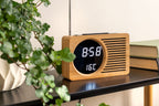 Wekker retro radio bamboe