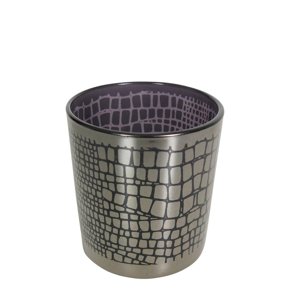Theelichthouder zilver croco small 8cm*