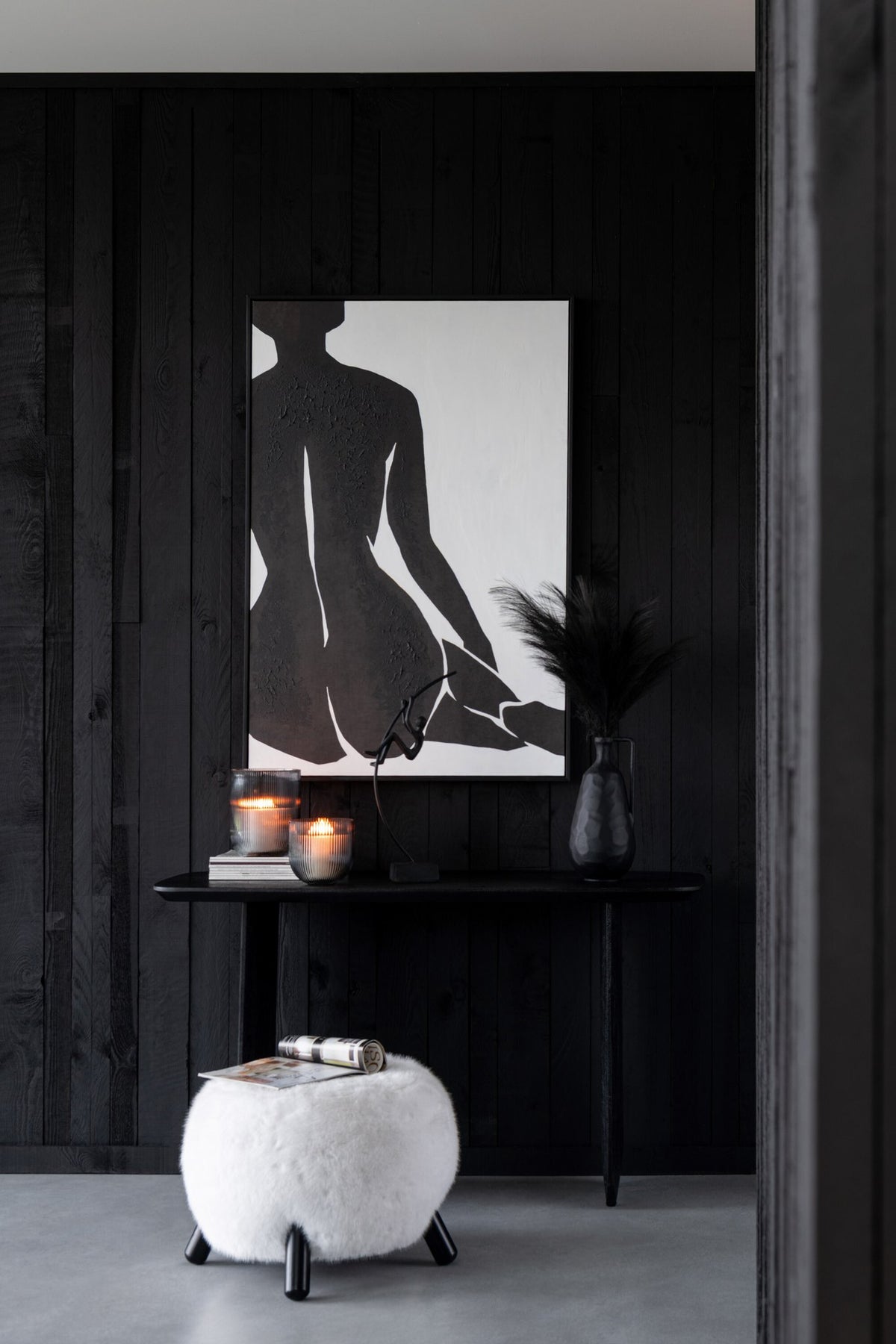 J-Line console - acaciahout - zwart