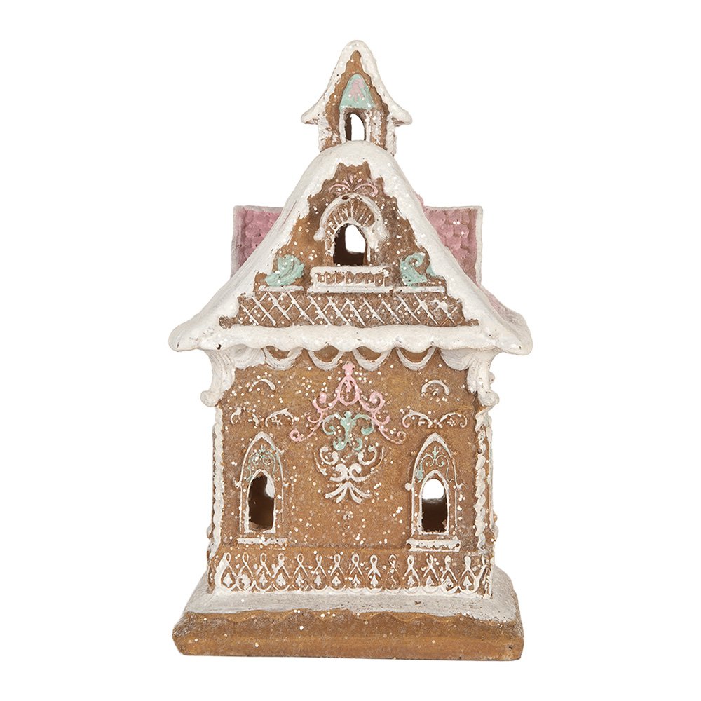 Gingerbread house met LED 9x10x15 cm Bruin Kunststof