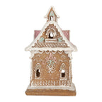 Gingerbread house met LED 9x10x15 cm Bruin Kunststof