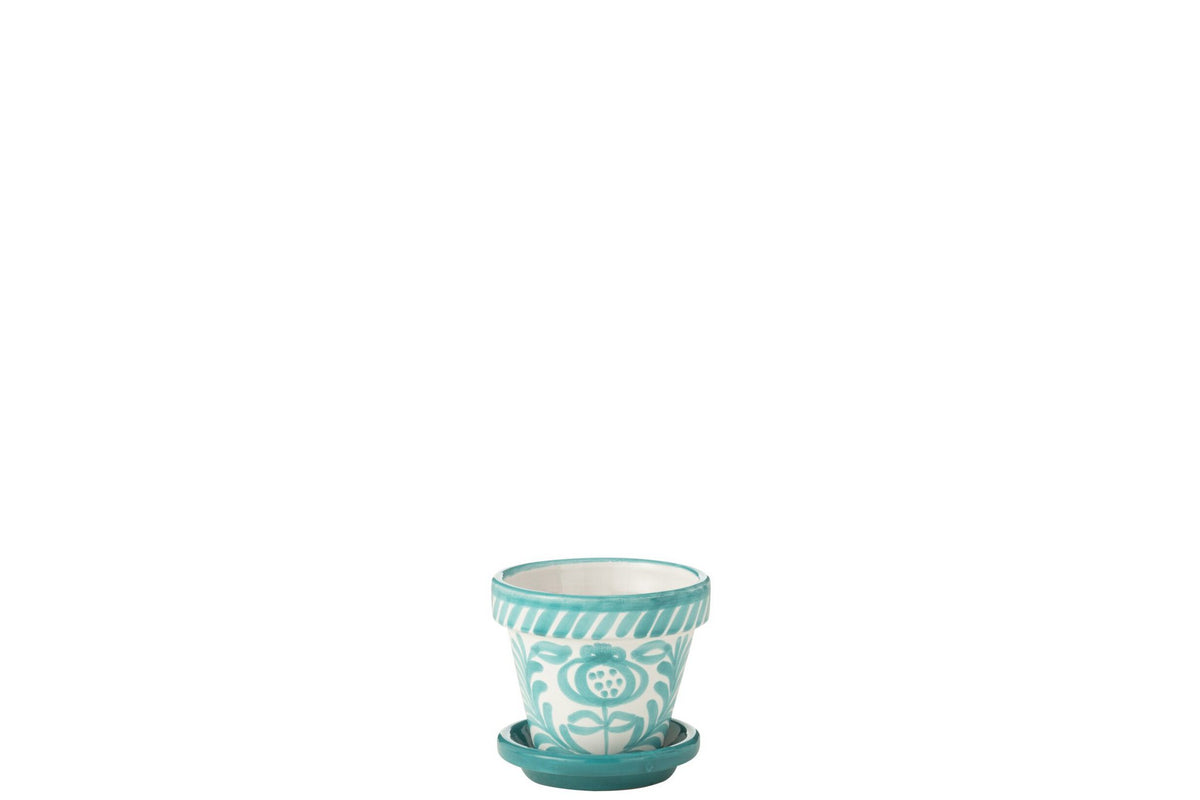 J-Line bloempot Granada - keramiek - aqua - extra small - Ø 17 cm