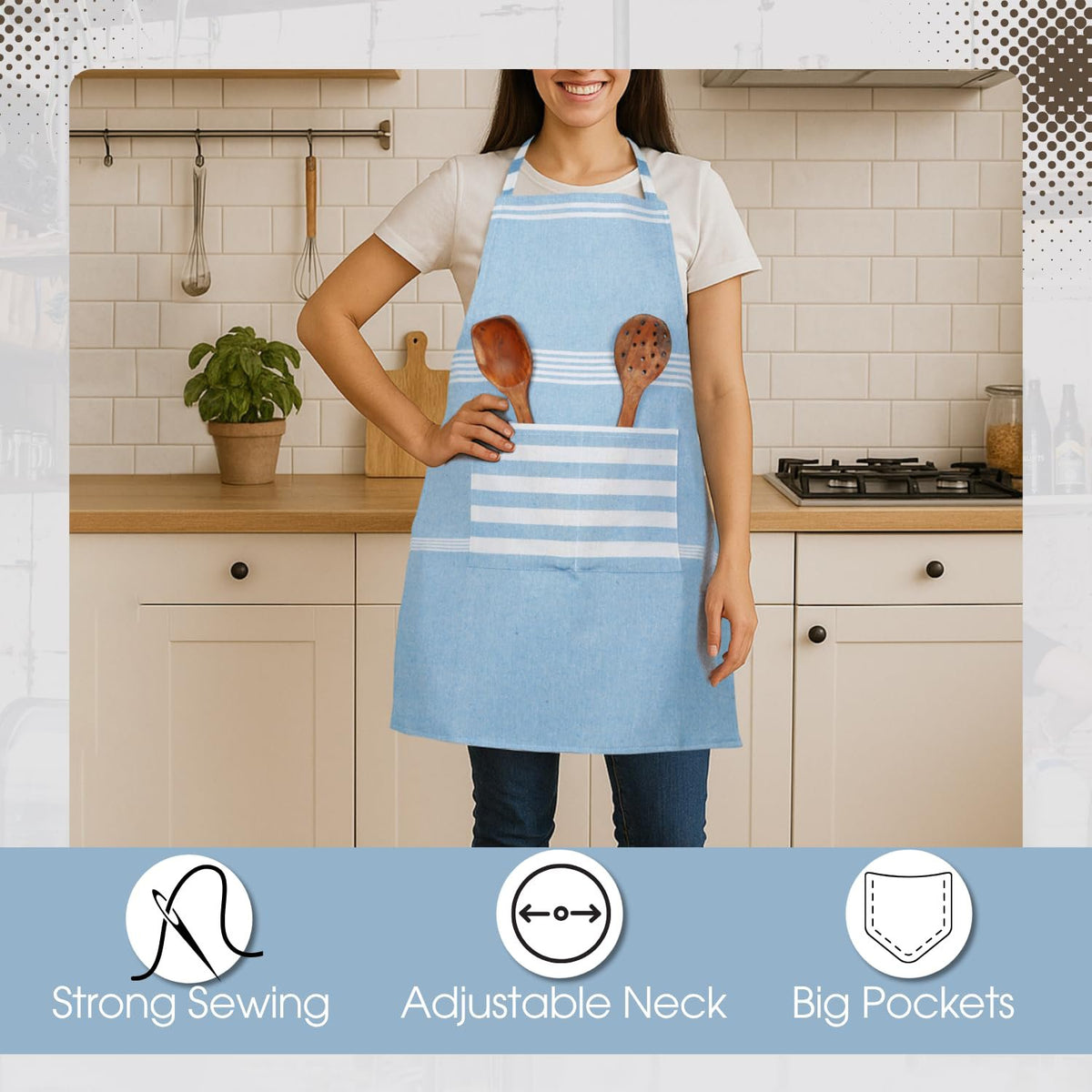Unisex kookschort – professioneel keukenschort – waterdicht polyester – vlekbestendig, twee zakken