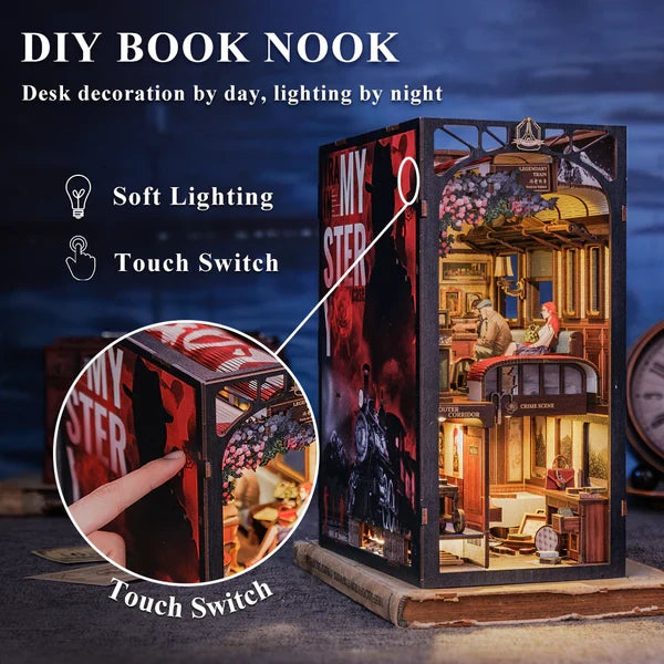 Cutebee, DIY Booknook, Het trein mysterie/Train Mystery Case, BN01B, 18x11x23cm