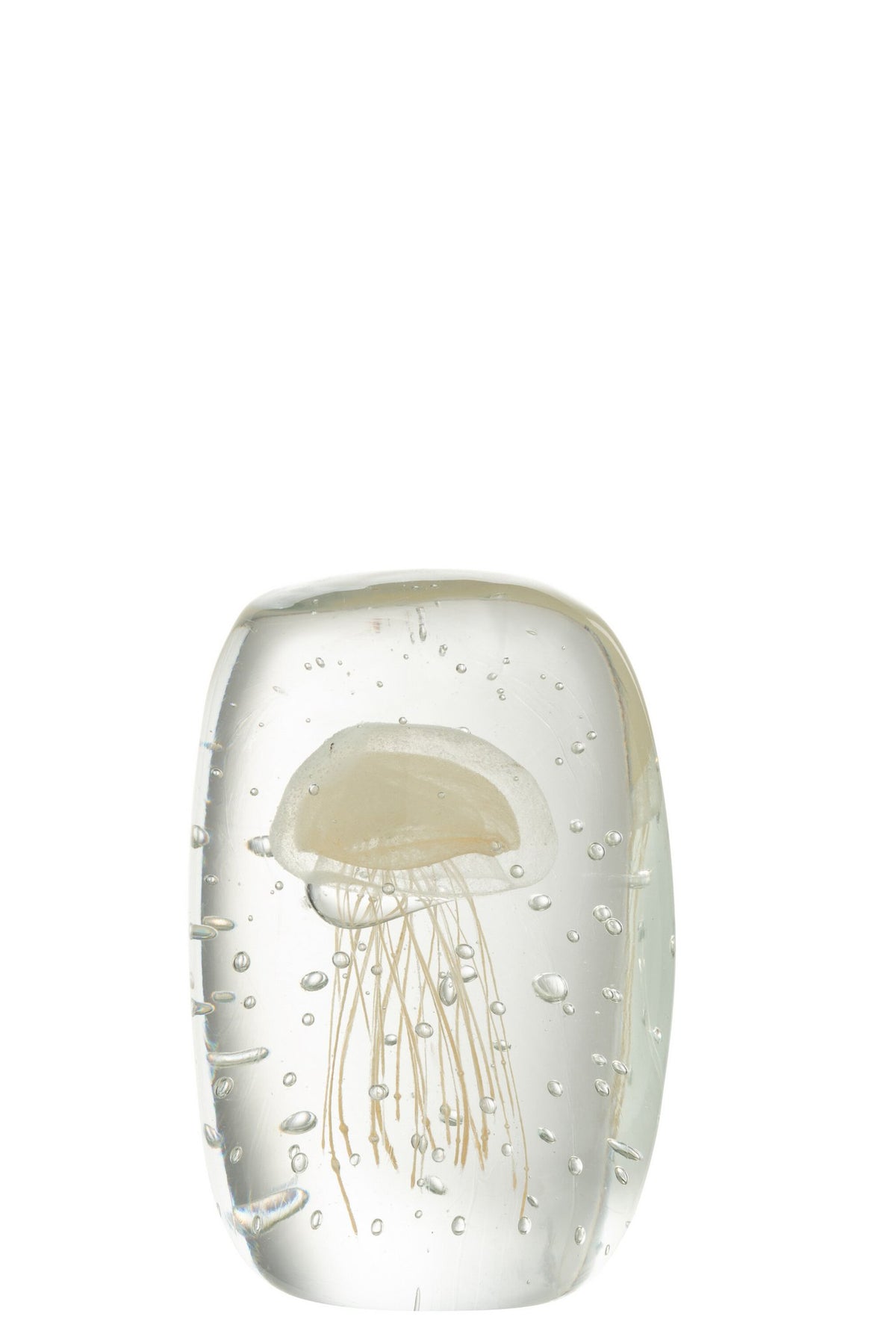 J-Line presse-papier Calypso Vierhoek - glas - transparant/beige - S