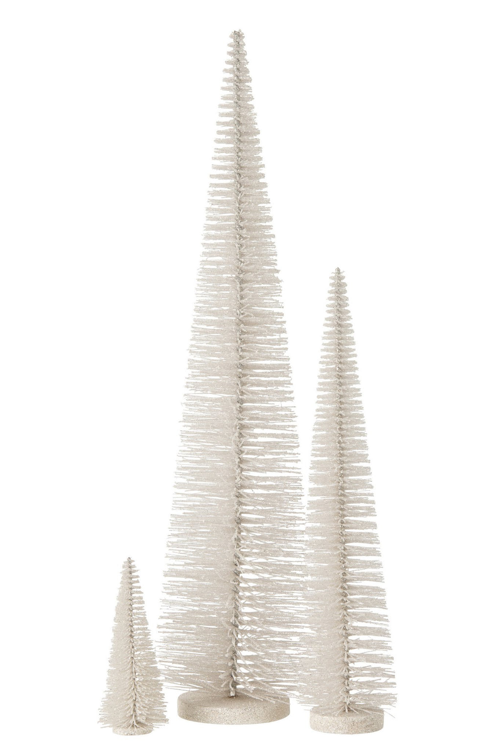 J-Line decoratie Kerstboom Glitter - kunststof - wit - large