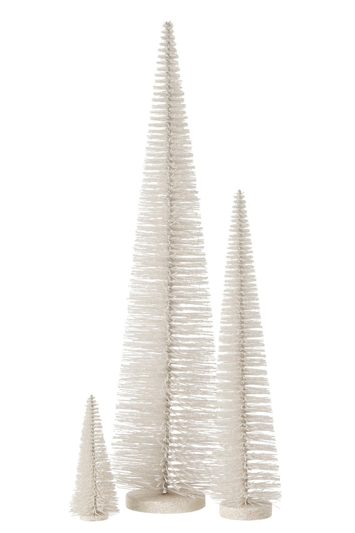 J-Line decoratie Kerstboom Glitter - kunststof - wit - large