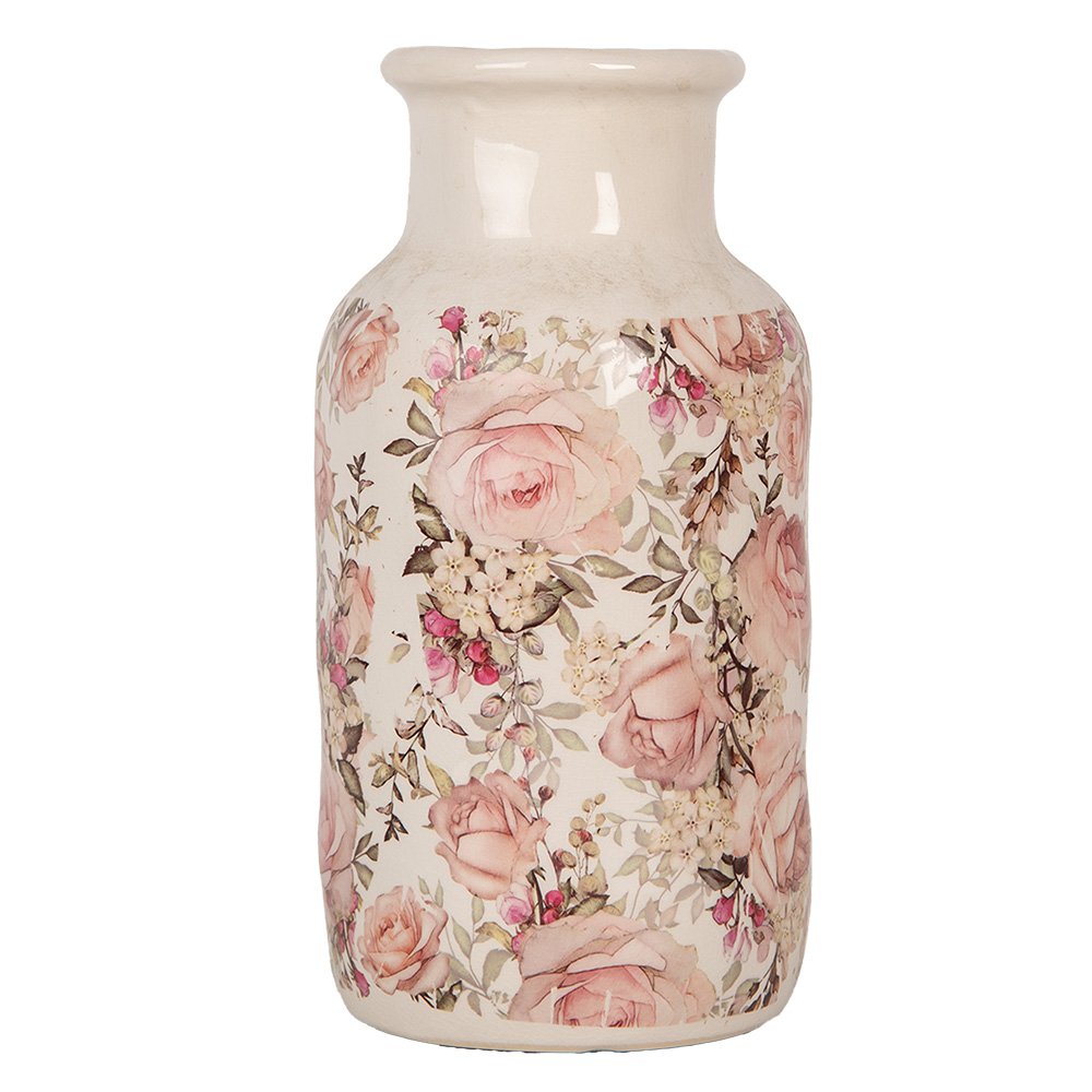 Vaas Ø 14x26 cm Beige Keramiek Bloemen
