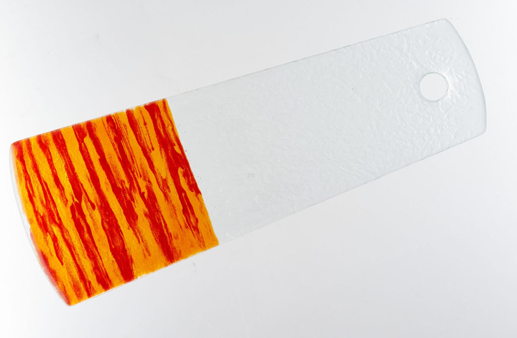 Artisano schotel rechthoek plat 42x16 oranje en wit