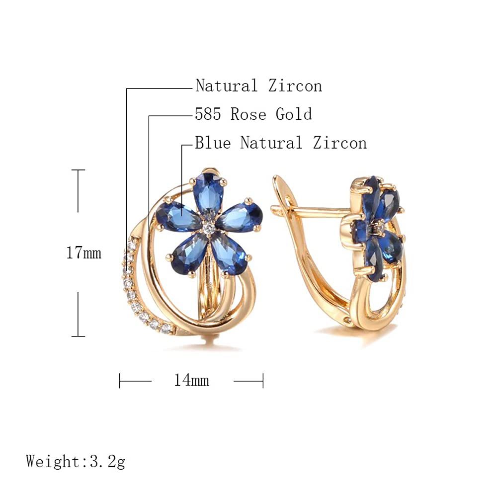Blauwe zirkonia oorbellen – mode-sieraden – 18k roséverguld koper – 1 paar