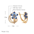 Blauwe zirkonia oorbellen – mode-sieraden – 18k roséverguld koper – 1 paar