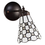 Wandlamp Tiffany 17x12x23 cm Wit Bruin Glas Muurlamp