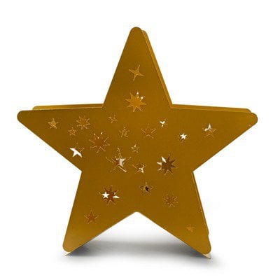 Metalen ster met glas 'babs' goud 40x40x10 cm