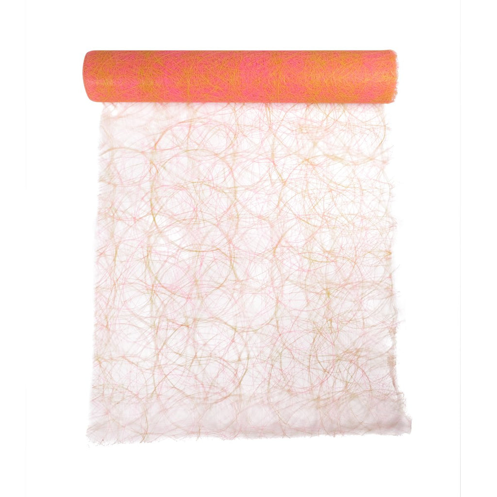Decoweb Fancy Tafelband geel/roze 60cmx25mtr