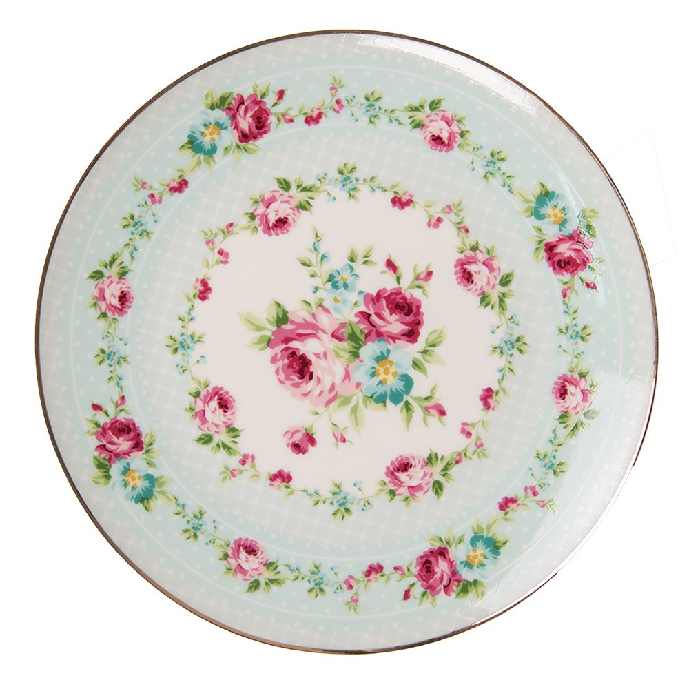 Ontbijtbord Ø 20 cm Groen Wit Porselein Bloemen Bord